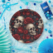 Assiettes En Carton Un crâne et une série Rose 10 (Fête)