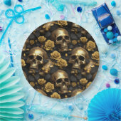 Assiettes En Carton Un crâne et une série Rose 8 (Fête)