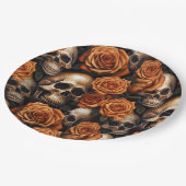 Assiettes En Carton Un crâne et une série Rose 9 (Angle)