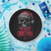 Assiettes En Carton Un crâne gothique grondent portant un chapeau de P (Fête)