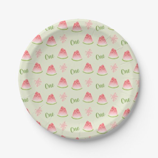 Assiettes En Carton Un dans la pastèque Melon Anniversaire (Devant)