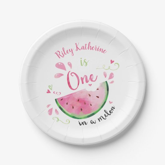 Assiettes En Carton Un dans la pastèque Melon Anniversaire (Devant)
