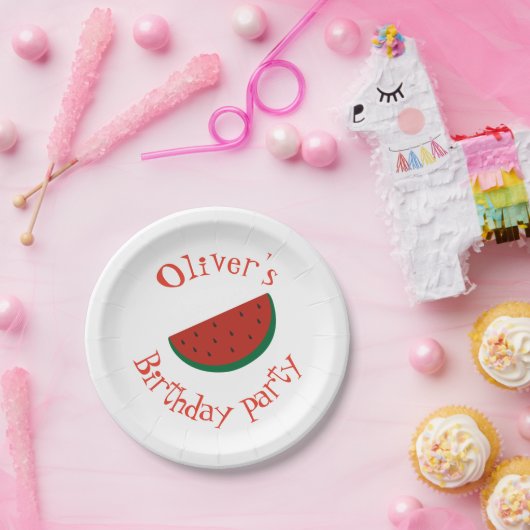 Assiettes En Carton Un dans la pastèque Melon Red Green Anniversaire P (Fête)