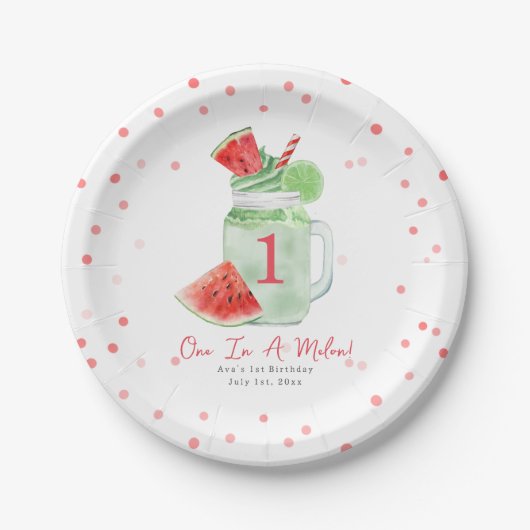 Assiettes En Carton Un dans Melon fête d'anniversaire Watermelon Smoot (Devant)