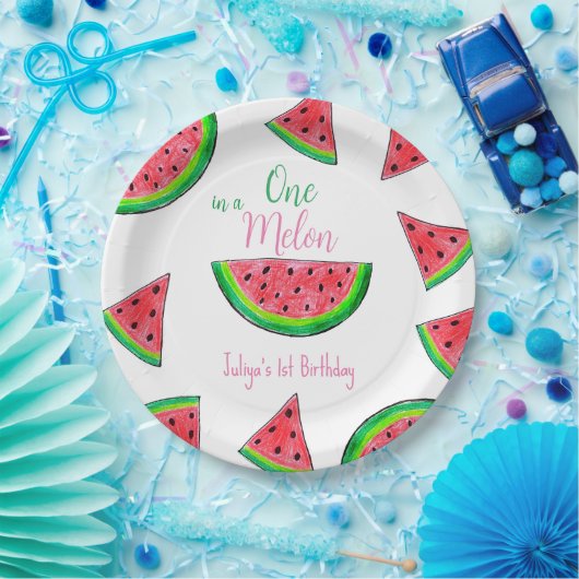 Assiettes En Carton Un dans un melon 1er anniversaire (Fête)