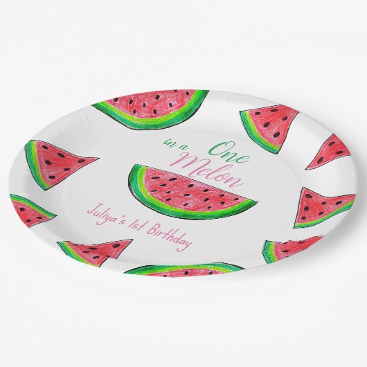 Assiettes En Carton Un dans un melon 1er anniversaire (Angle)