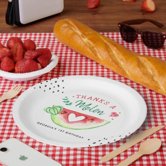 Assiettes En Carton Un dans un melon | Anniversaire de la pastèque (Pique-nique)