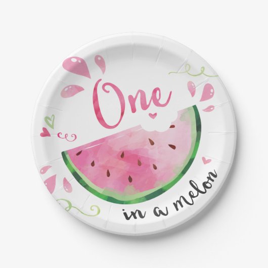 Assiettes En Carton Un dans un Melon Anniversaire Plaques papier (Devant)