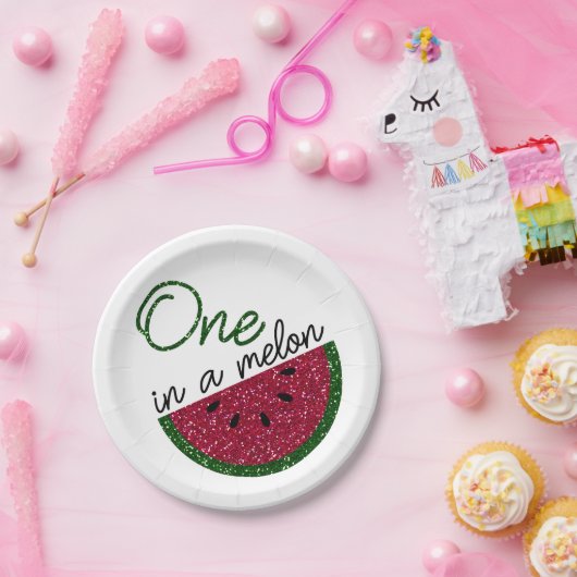 Assiettes En Carton un dans un melon, parties scintillant pastèque (Fête)