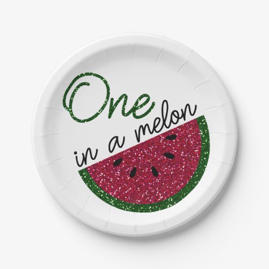 Assiettes En Carton un dans un melon, parties scintillant pastèque (Devant)