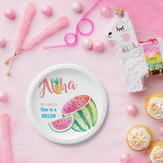 Assiettes En Carton Un dans un Melon Tropical Watermelon Rose (Fête)