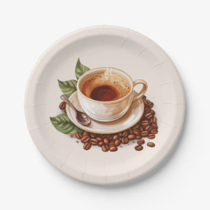 Assiettes En Carton Un désert de café mignon