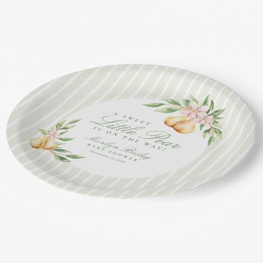 Assiettes En Carton Un doux Baby shower d'aquarelle Little Pear Pastel (Angle)