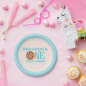 Assiettes En Carton Un doux biscuit bleu premier anniversaire (Fête)