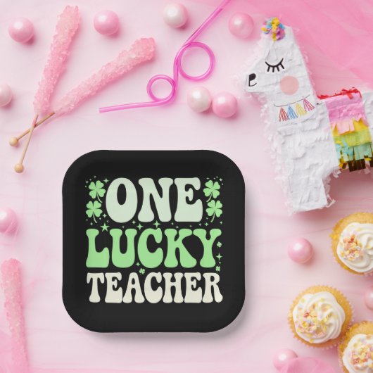 Assiettes En Carton Un enseignant chanceux St patrick rétro Super ense (Fête)