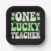 Assiettes En Carton Un enseignant chanceux St patrick rétro Super ense (Recto)