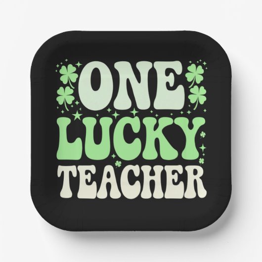 Assiettes En Carton Un enseignant chanceux St patrick rétro Super ense (Recto)