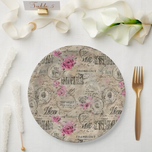 Assiettes En Carton Un Ephémère français série 24 (Mariage)