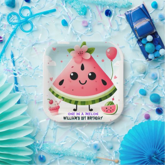 Assiettes En Carton un été rose dans un melon premier 1er anniversaire (Fête)