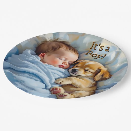 Assiettes En Carton Un garçon | Baby shower (Angle)