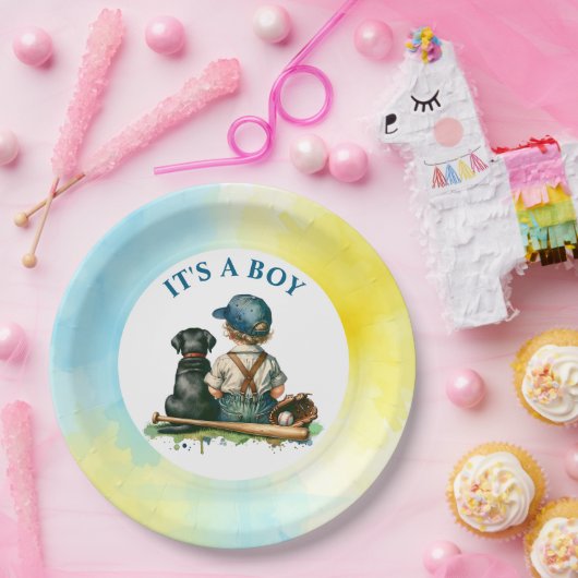 Assiettes En Carton Un garçon | Baby shower À Thème De Baseball (Fête)
