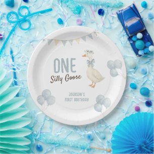 Assiettes En Carton Un Garçon Silly Goose Premier anniversaire