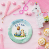 Assiettes En Carton Un garçon | Un bébé et son Baby shower de chien (Fête)