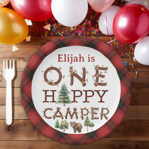 Assiettes En Carton Un Happy Camper 1er Anniversaire Plaques papier fê
