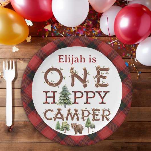 Assiettes En Carton Un Happy Camper 1er Anniversaire Plaques papier fê