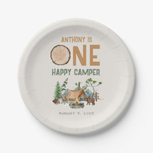 Assiettes En Carton Un heureux Camper aquarelle Woodland 1er anniversa