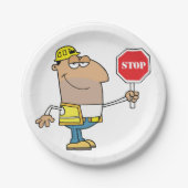 Assiettes En Carton Un Homme Avec Un Signe Stop (Devant)