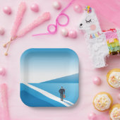 Assiettes En Carton Un Homme D'Affaires À La Recherche D'Un Chemin D'A (Fête)