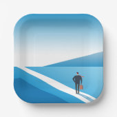 Assiettes En Carton Un Homme D'Affaires À La Recherche D'Un Chemin D'A (Recto)