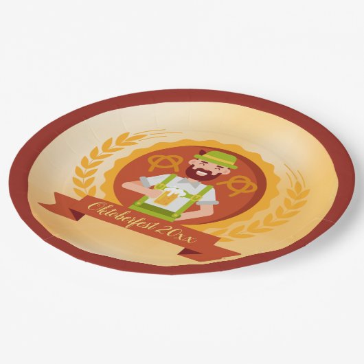 Assiettes En Carton Un homme de l'Oktoberfest en Casquette alpin avec (Angle)