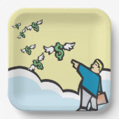 Assiettes En Carton Un Homme Pointeur À L'Argent Avec Des Ailes (Recto)