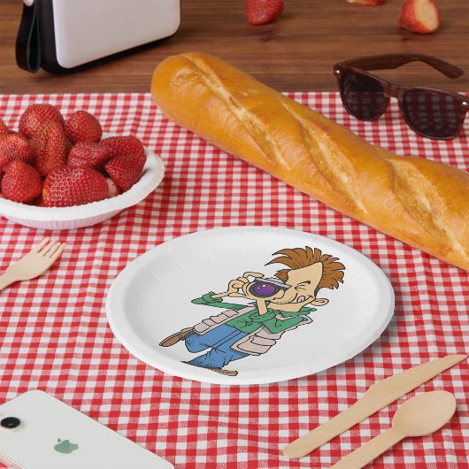 Assiettes En Carton Un Homme Prend Une Photo