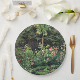 Assiettes En Carton Un jardin de roses par Camille Pissarro,