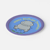 Assiettes En Carton Un joli bébé hippo personnalisé dessin d'anniversa (Angle)