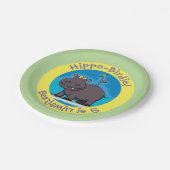 Assiettes En Carton Un joli hippo avec dessin d'anniversaire personnal (Angle)
