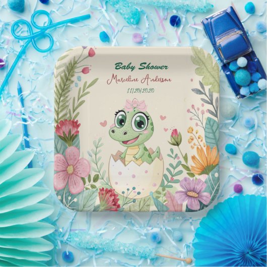 Assiettes En Carton un joli petit Dinosaure Aquarelle Hatching Bientôt (Fête)