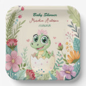 Assiettes En Carton un joli petit Dinosaure Aquarelle Hatching Bientôt (Recto)