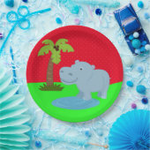 Assiettes En Carton Un joli safari dans la jungle hippo (Fête)