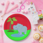 Assiettes En Carton Un joli safari dans la jungle hippo (Fête)