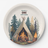 Assiettes En Carton Un Joyeux Camper Bois Garçons 1er anniversaire (Devant)