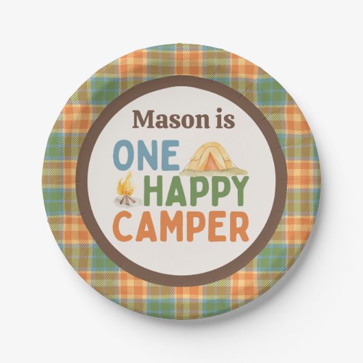 Assiettes En Carton Un Joyeux Camper Plaque Papier Anniversaire (Devant)