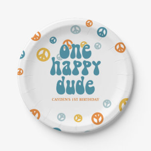 Assiettes En Carton Un joyeux Dude Retro Garçon anniversaire Plaques d