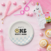 Assiettes En Carton Un joyeux Mec Sourire Visage premier anniversaire (Fête)
