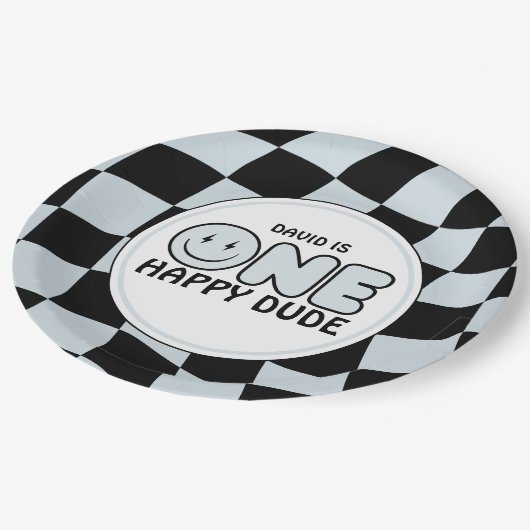 Assiettes En Carton Un joyeux mec Super Joyeux visage garçon Anniversa (Angle)