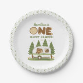 Assiettes En Carton Un Joyeux Ours De Camper Anniversaire (Devant)