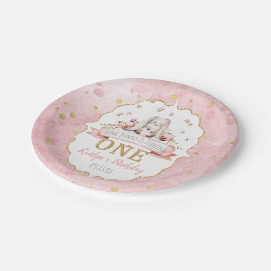 Assiettes En Carton Un lapin devient un 1er anniversaire (Angle)